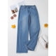 thumbnail image 3 of Jeans de pierna ancha de cintura alta con dobladillo deshilachado para mujer Sidefeel, 3 of 9
