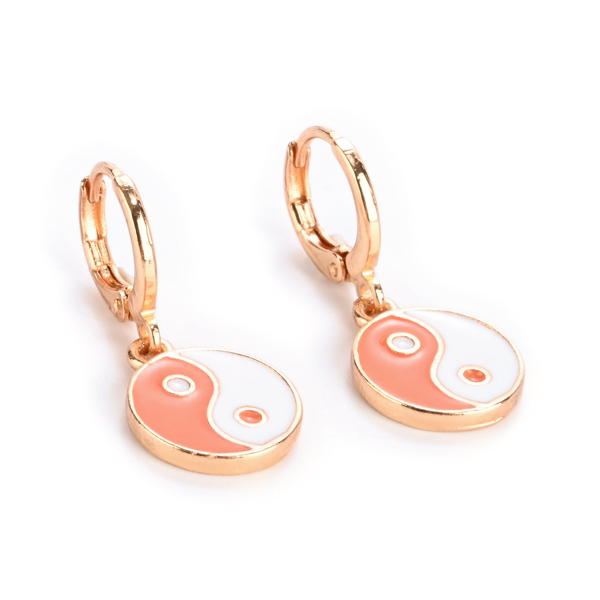Claire's Girls Gold & Orange Faux Hoop Earring, Cuff/ Latch Closure, 4-Pack, 38820 Stone