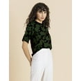 thumbnail image 2 of MoomayaWomens PrintedLoose-Fit Top,ElbowSleeves Round Neck Lounge Wear Top, 2 of 8