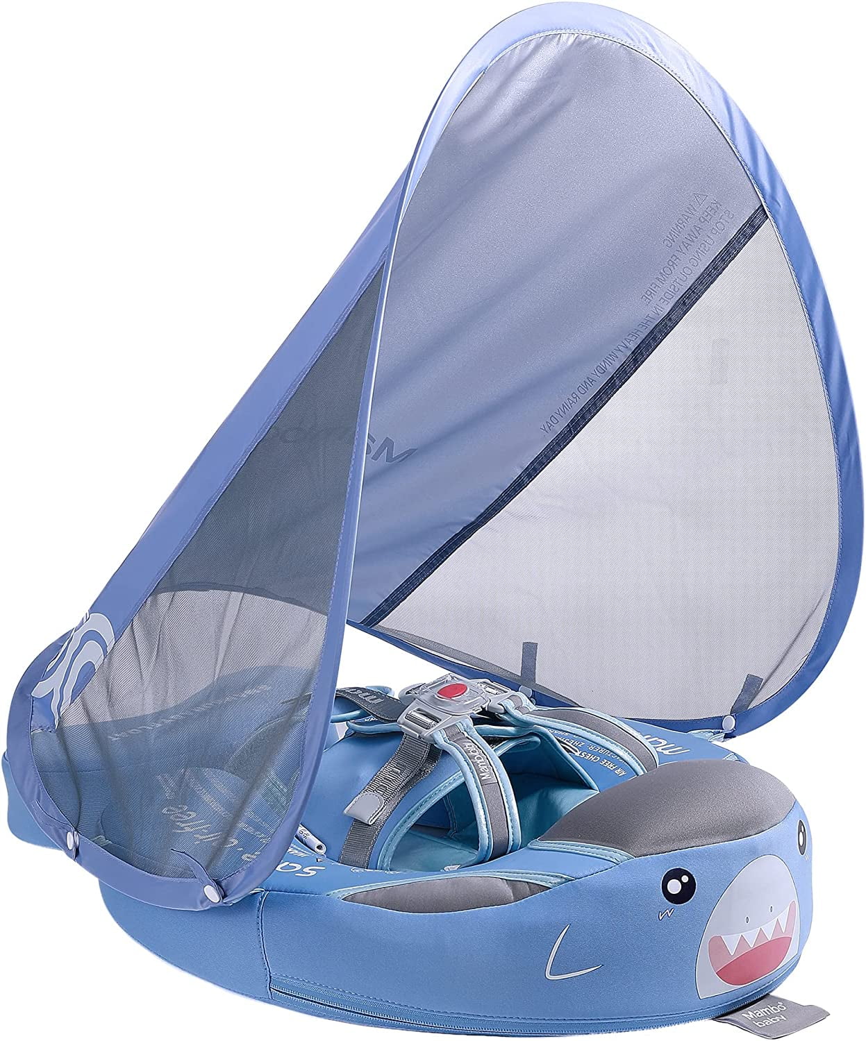 HECCEI Baby Pool Float with Canopy Noninflatable Mambobaby Shark Float