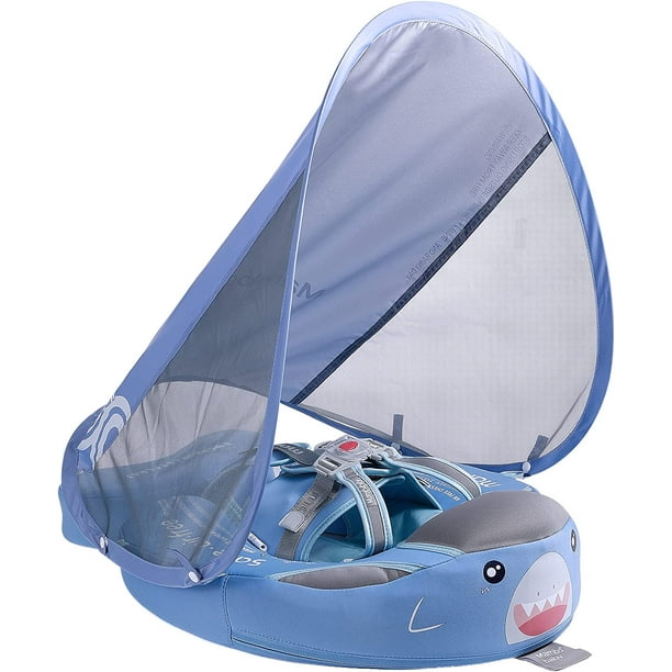 HECCEI Baby Pool Float with Canopy Noninflatable Mambobaby Shark Float