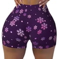 thumbnail image 2 of Fotbe Purple Snow Flakes Shorts Sin Costuras – Shorts Deportivos de Cintura Alta para Mujer, Elásticos para Gimnasio, Yoga, Running o Ciclismo-Large, 2 of 8