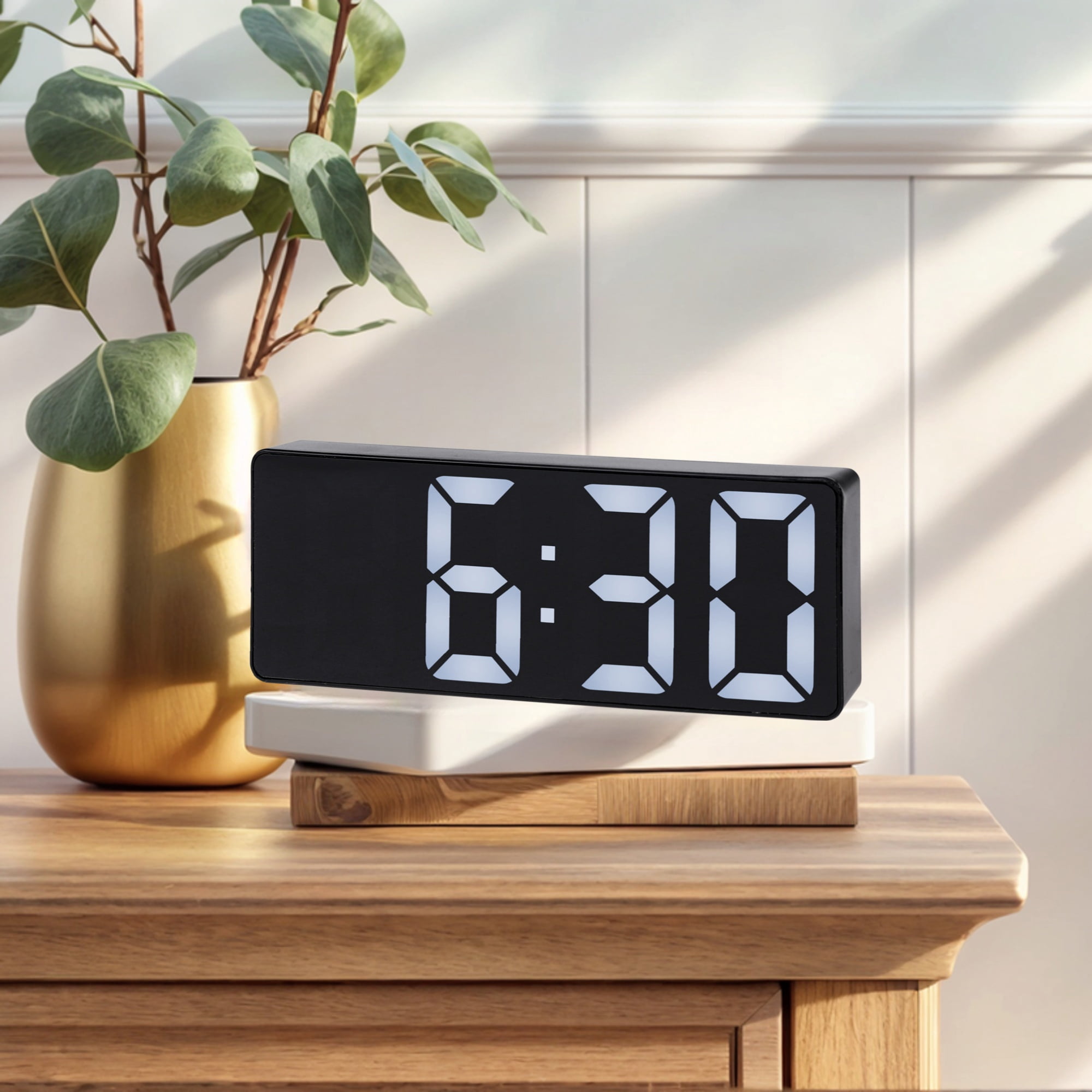 Unique Bargains 2 Pcs Small Digital Alarm Clock for Deep Sleepers White/Pink