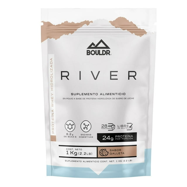 Proteína Whey Hidrolizada River 1 kg Galleta Bouldr