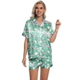thumbnail image 4 of DAKIMOE Womens Silk Satin Pajama Set Valentines Pajamas Short Sleeve Shirt with Shorts 2 Piece Pjs Sets Soft Silky Sleepwear Nightwear Button-Down Loungewear S-XL, 4 of 7