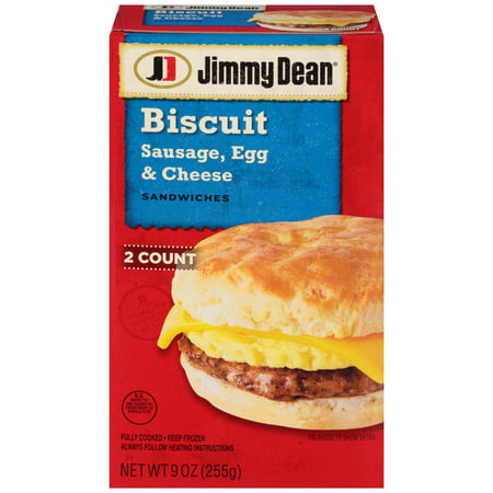 Jimmy Dean Sausage, Egg and Cheese Biscuit Sandwiches, 2 packs, 9 oz., 8 per