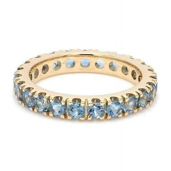 Aquamarine Band. 925 Sterling Silver Band, Round Cut Gemstone Band, Full Eternity Ring, March Birthstone Ring, Wedding Band For Her