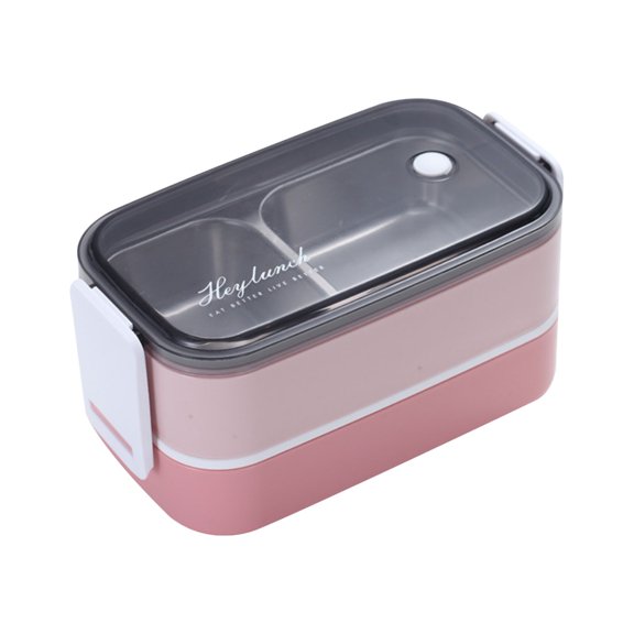 Double Layer Stainless Steel Insulated Lunch Box Airtight Sealed Portable Multi-Tier Food Container with Cutlery for Office Workers Work Picnic Meal Prep