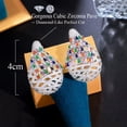 thumbnail image 6 of Multicolored Silver Plated CZ Amerian Crystal Hollow Out Dangling Drop Earrings, 6 of 9