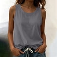 thumbnail image 6 of cocolona Womens Summer Linen Tank Tops Crew Neck Sleeveless Side Split Shirts Trendy Casual Solid Color Blouses, 6 of 6