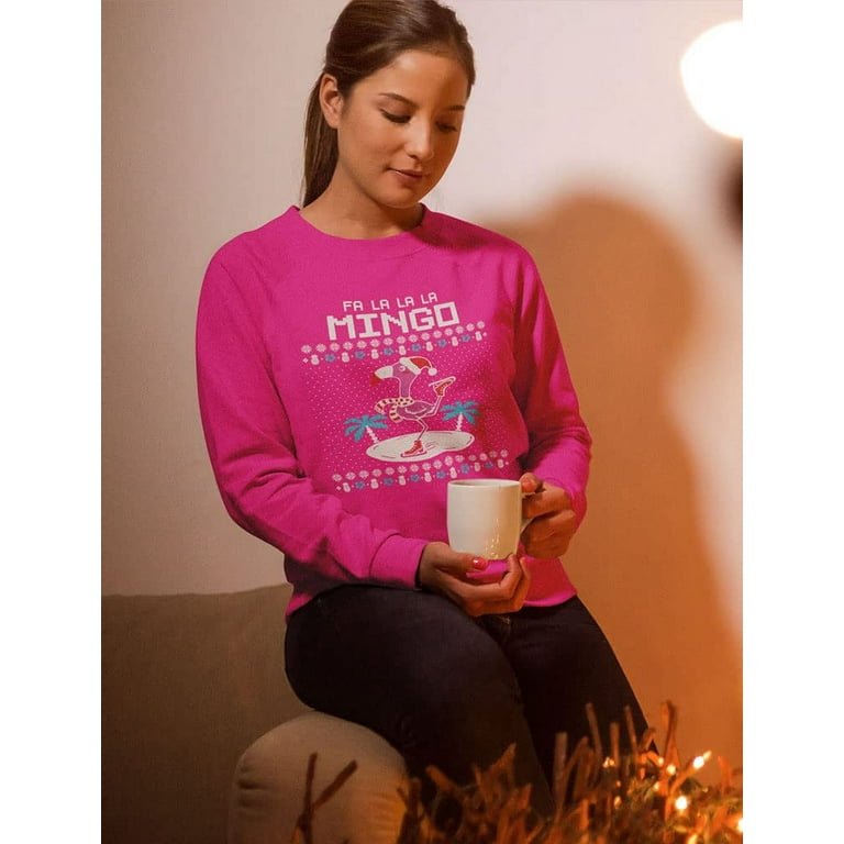 Tstars Womens Ugly Christmas Sweater Fa La La Flamingo Christmas Gift Funny Humor Holiday Shirts Xmas Party Christmas Gifts for Her Women Sweatshirt