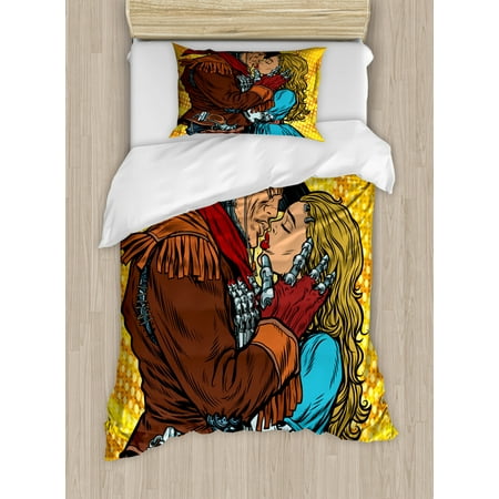 Western Duvet Cover Set Steampunk Robots Western Style Cowboy