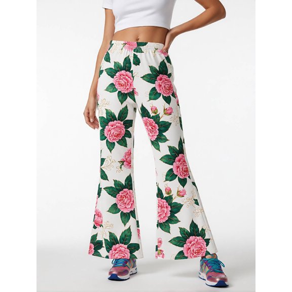 Girls Printed Flared Pants, Wide Leg Bell Bottoms Leggings - Casual Slim-Fit Trousers for Kids and Teens