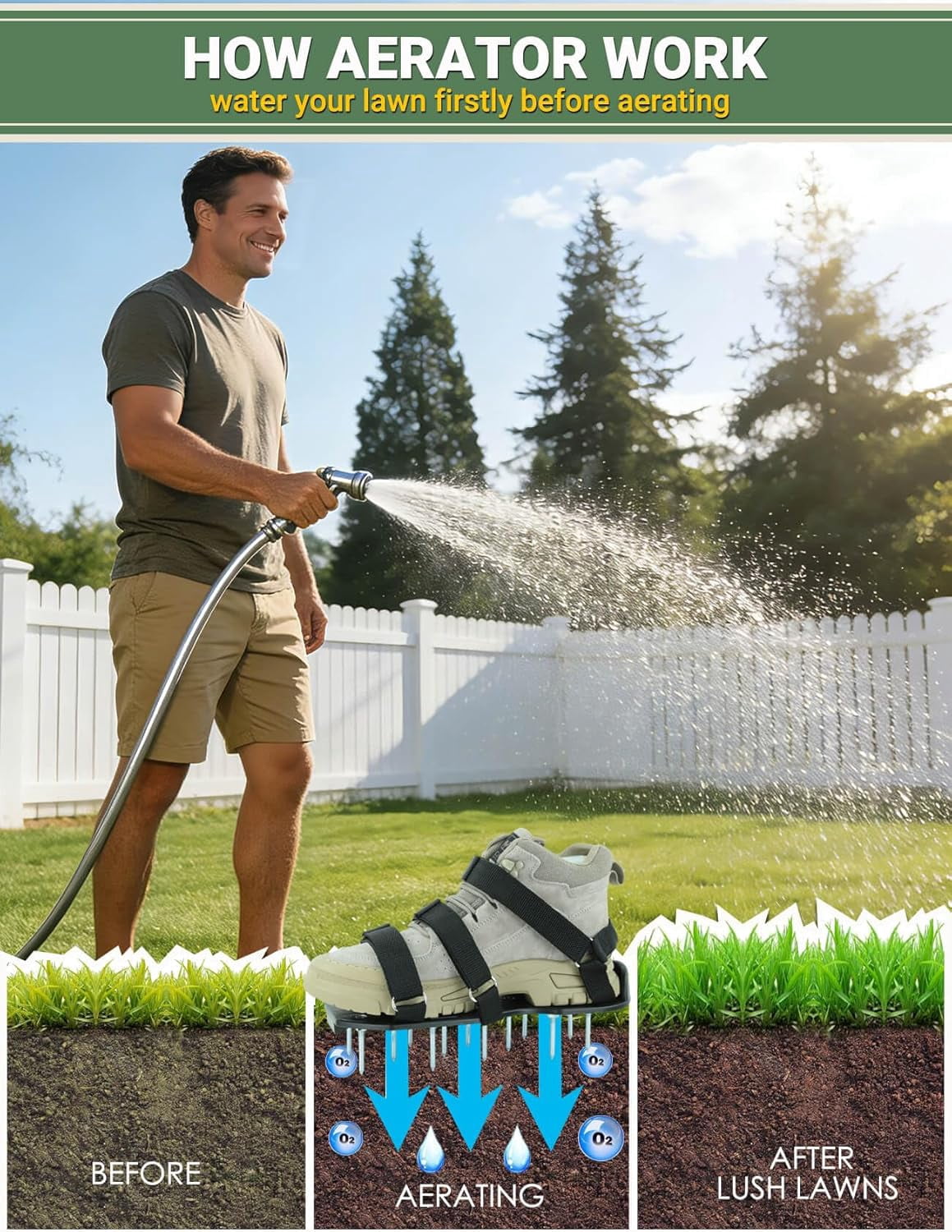 Lawn Aerator Shoes, Grass Aerator shoes with Adjustable Spike, Spiked Aerating Sandals Heavy Duty Lawn soil Aerator Tool for Yard Patio Garden Lawn