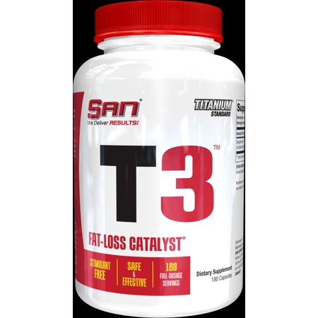 T3 Stimulant Free Fat Loss Supplement - Thyroid and Metabolism Support, Natural Non-Caffeinated Formula, 180 Capsules