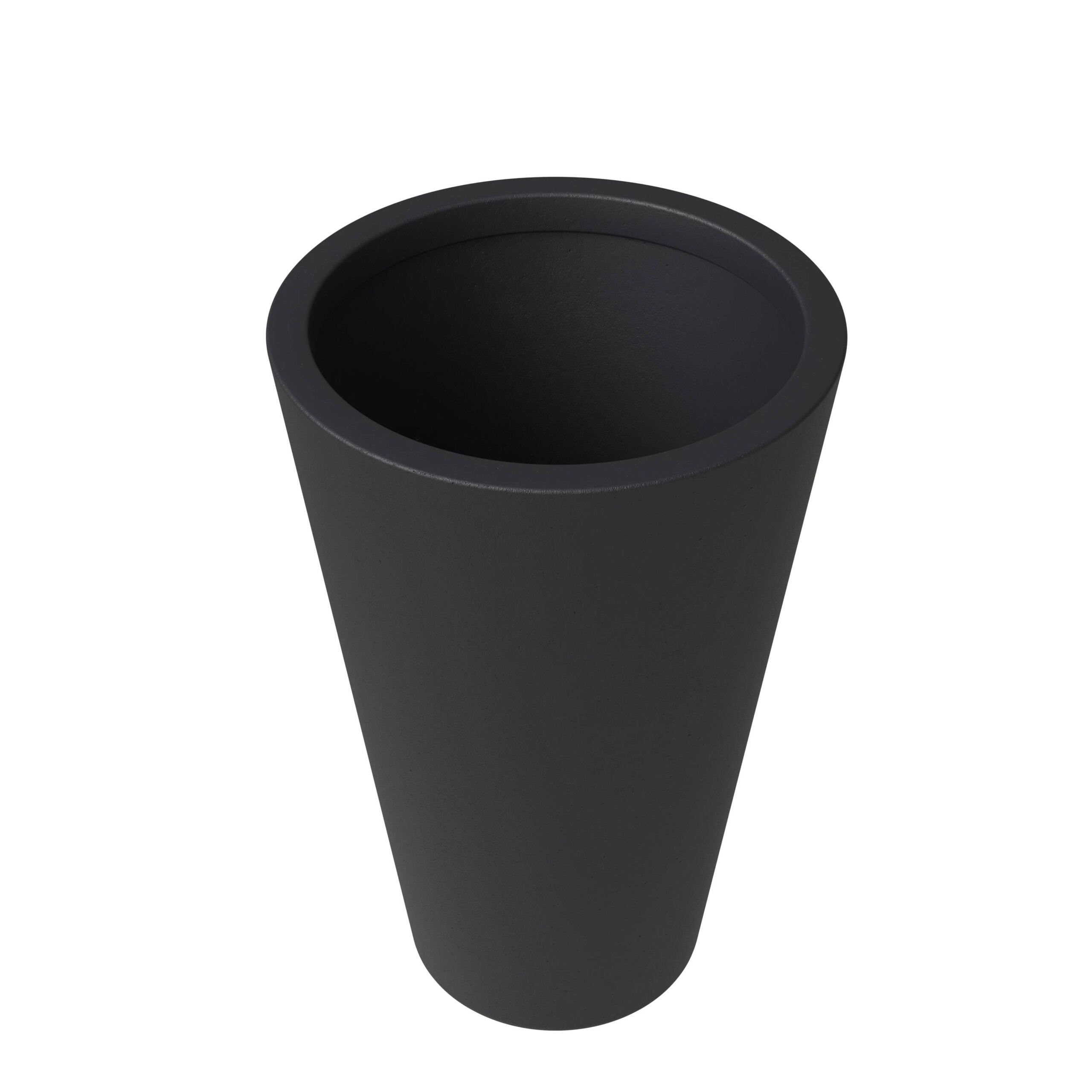 LeisureMod Pebble Fiberstone and MGO Clay Planter, Mid-Century Modern Tapered Round Planter Pot with Drainage Holes for Indoor and Outdoor (Black, 24 Inch)