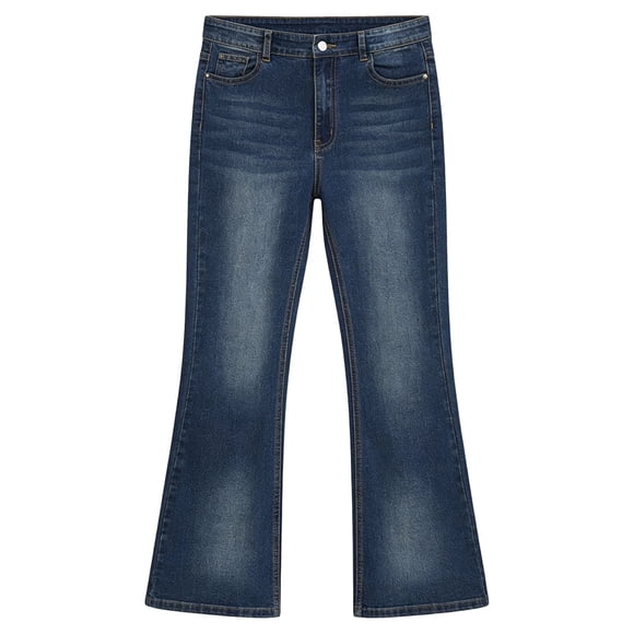 Tween Girls Flare Jeans - High Waisted Long Bell Bottom Wide Leg Denim Pants, Crossover Comfort Stretch Jeggings Lightweight Trousers Trendy Summer Stretchy Slim Fit Comfortable Casual with Pockets