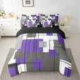 thumbnail image 2 of Erosebridal Black White Grey Purple Bed In A Bag Twin Geometric Square Comforter Set 7 Piece Adults Women Modern Geometry Stripes Bedding Comforter Sets Abstract Line Bed Set, 2 of 5