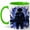 Green, variant on Dark Anime Warrior Coffee Mug, Fantasy Shadow Power Mug, Gamer Birthday Christmas Gift for Men, Blue Lightning Hero Character Art, 11 oz White Ceramic Coffee Cup