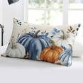 thumbnail image 5 of Orange Blue Pumpkins Fall Throw Pillow Cover 12 x 20 Inch Decorative Pillow Cover Thanksgiving Eucalyptus Vintage Lumbar Pillowcase Seasonal Rectangle Cushion Case for Couch Sofa Bed Living Room, 5 of 7