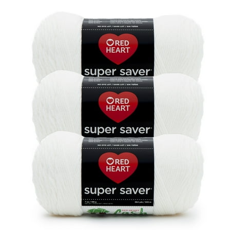 Red Heart Super Saver Yarn 3/Pack-White