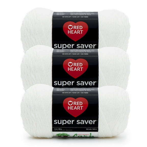 Red Heart Super Saver Yarn 3/Pack-White