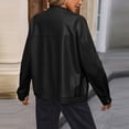 thumbnail image 3 of WTOBBY Women's Biker Style Faux Leather Jacket Short Coat Zippered Front Stand Collar Casual Outerwear Solid Color Edgy Look for Concert Night,Black L, 3 of 7