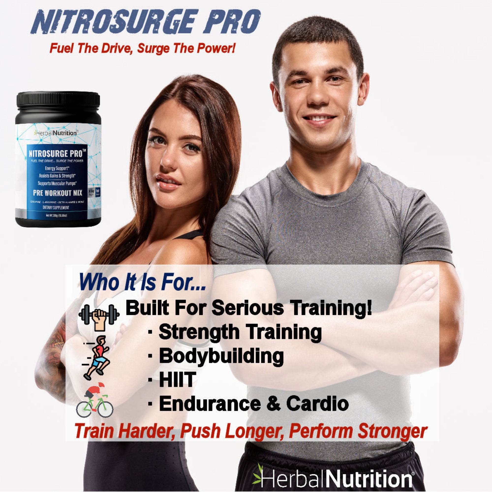 Nitrosurge Pro Pre Workout Powder with Creatine, Nitric Oxide & Energy Support Formula, 300g