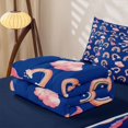 thumbnail image 5 of Erosebridal Cute Rainbow Zipper Twin Comforter Sets with Fitted Sheet and 2 Pillowcases, Cartoon Flamingo Zipper Bedding Set, Navy Reversible, Royal Blue Pink, Navy Reversible, 5 of 7