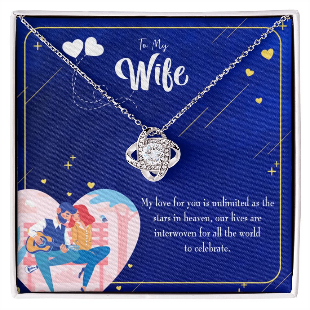 To My Wife Unlimited Love Infinity Knot Necklace Message Card