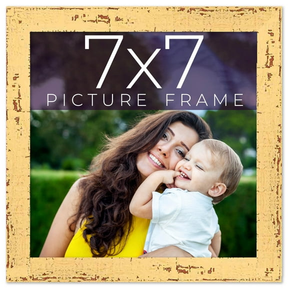 7x7 Frame Yellow Real Wood Picture Frame Width 1.25 inches | Interior Frame Depth 0.5 inches |