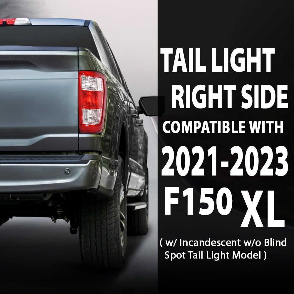 CROSSDESIGN TaiL Light Brake Lamp Right Side Fit for Ford F150 XL 2021-2023 Fit for w/Factory Incandescent and w/o Blind Spot Tail Light Models Only FO2818159