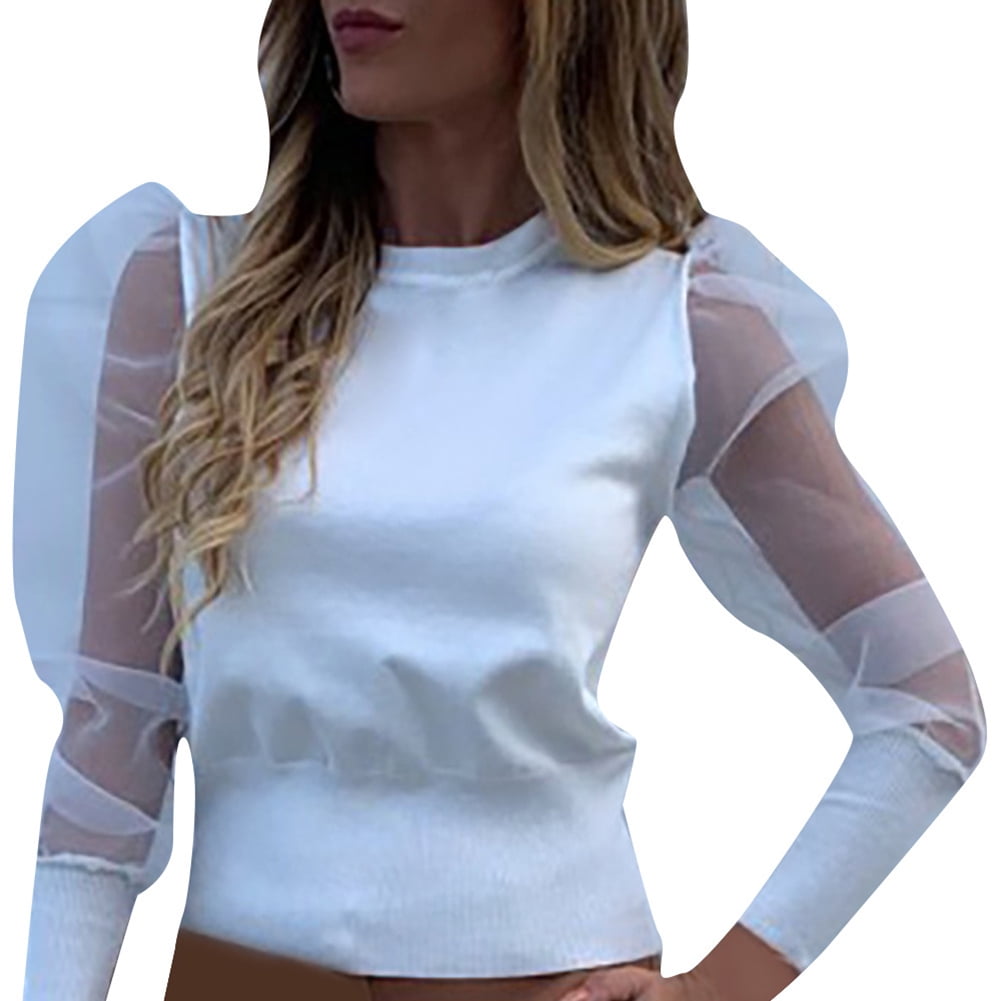 women in sheer blouses