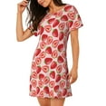thumbnail image 2 of Naloa Cute Strawberry Print Women Nightgowns,Womens Loungewear,Short Sleeve Sleepwear,Comfy Ladies Nightdress, 2 of 6