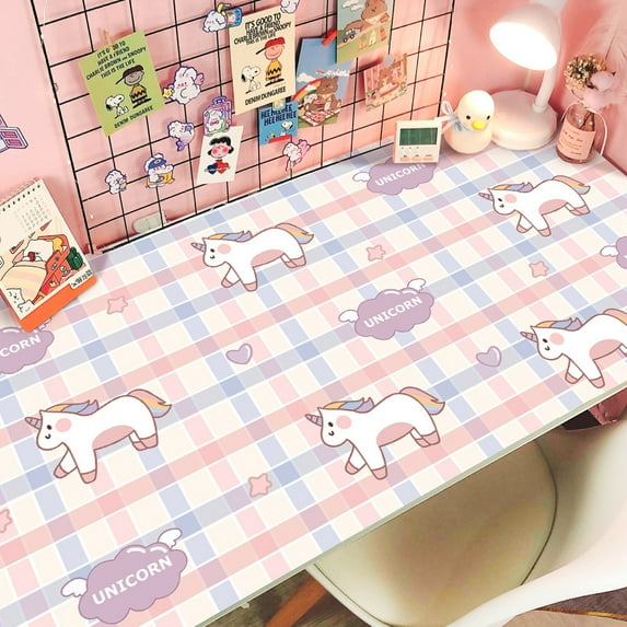 Desk Pad, Cute Cartoon Table Cover Desk Mat Water Repellent Protector Blotter Mouse Pad for Writing, Laptop, Desktop for Kids Girls (40cm*80cm, Unicorn 1)
