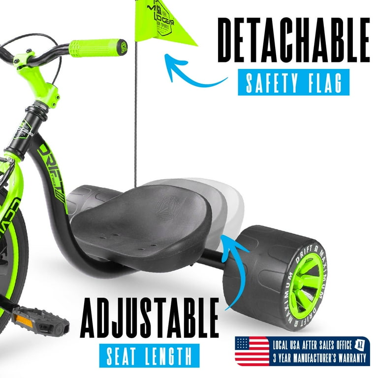 Drift Trike for Kids Ages 5+ with Adjustable Seat and 16