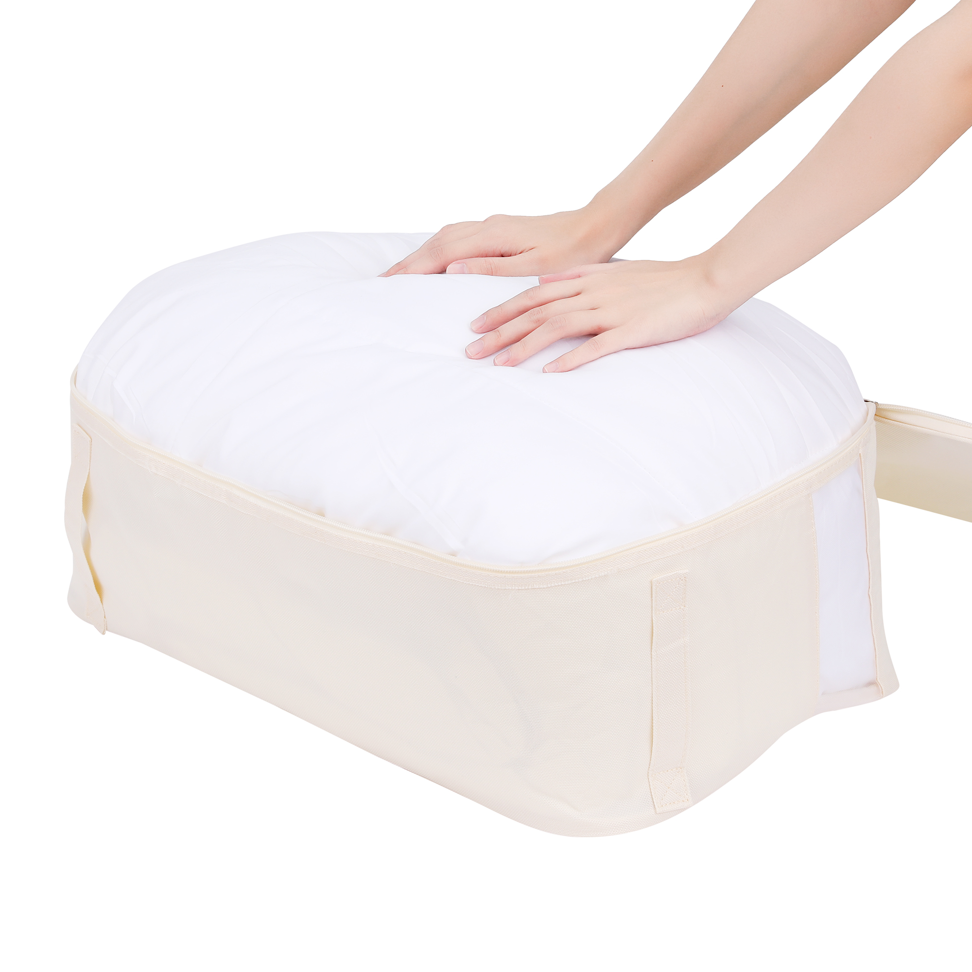 Unique Bargains Clothes Storage Bags for Closet Organizers w Handles Beige 21x12.5x8in