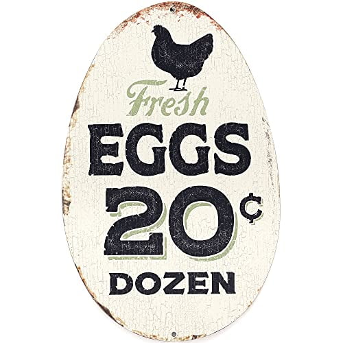 Open Road Brands Fresh Farm Eggs Metal Sign Vintage Farmhouse Kitchen Sign with Hen and Distressed Finish Open Road Brands Fresh Farm Eggs Metal Sign Vintage Farmhouse Kitchen Sign with Hen and Distressed Finish