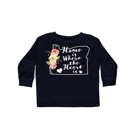 

Inktastic Oregon Home is Where the Heart is with Watercolor Floral Gift Toddler Boy or Toddler Girl Long Sleeve T-Shirt