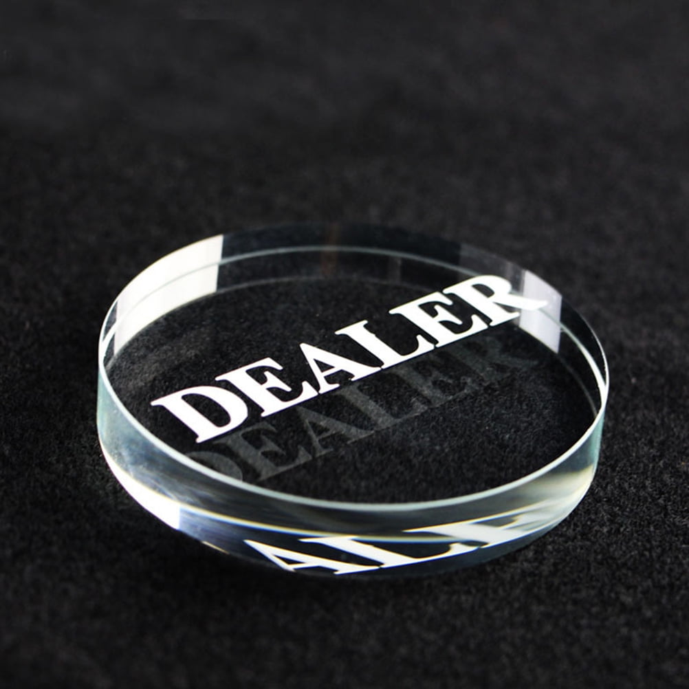 HEALSOPTHY Bouton Dealer De Poker Transparent – Lettres Gravées – Accessoire Pratique Pour Tournois Et Soirées