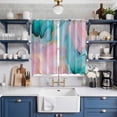 thumbnail image 2 of Teal Pink Marble Kitchen Curtains 84 Inch Length, Abstract Ink Painting Modern Luxury Grommet Top Bedroom Living Room Curtains, Light Filtering Cafe Curtain Drapes 2 Panels Set 104''x84'', 2 of 9