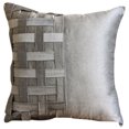 thumbnail image 1 of Funda de almohada gris plateada, 30 x 30 cm (12 x 12 pulgadas), cuadrada, de seda artística, con tejido de canasta y pliegues, moderna, lisa - Ladrillos plateados grises, 1 of 6