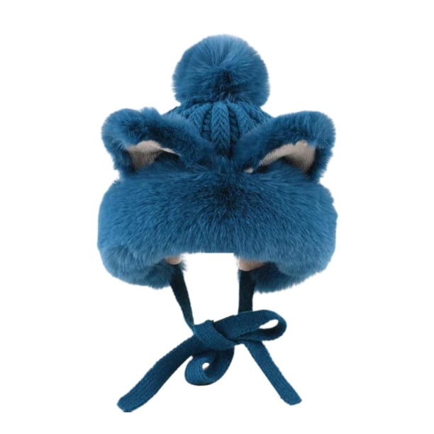 Sombrero de invierno con solapas de oreja, sombrero de de moda para mantenerse caliente al esquiar, el ciclismo, para los adultos Azul