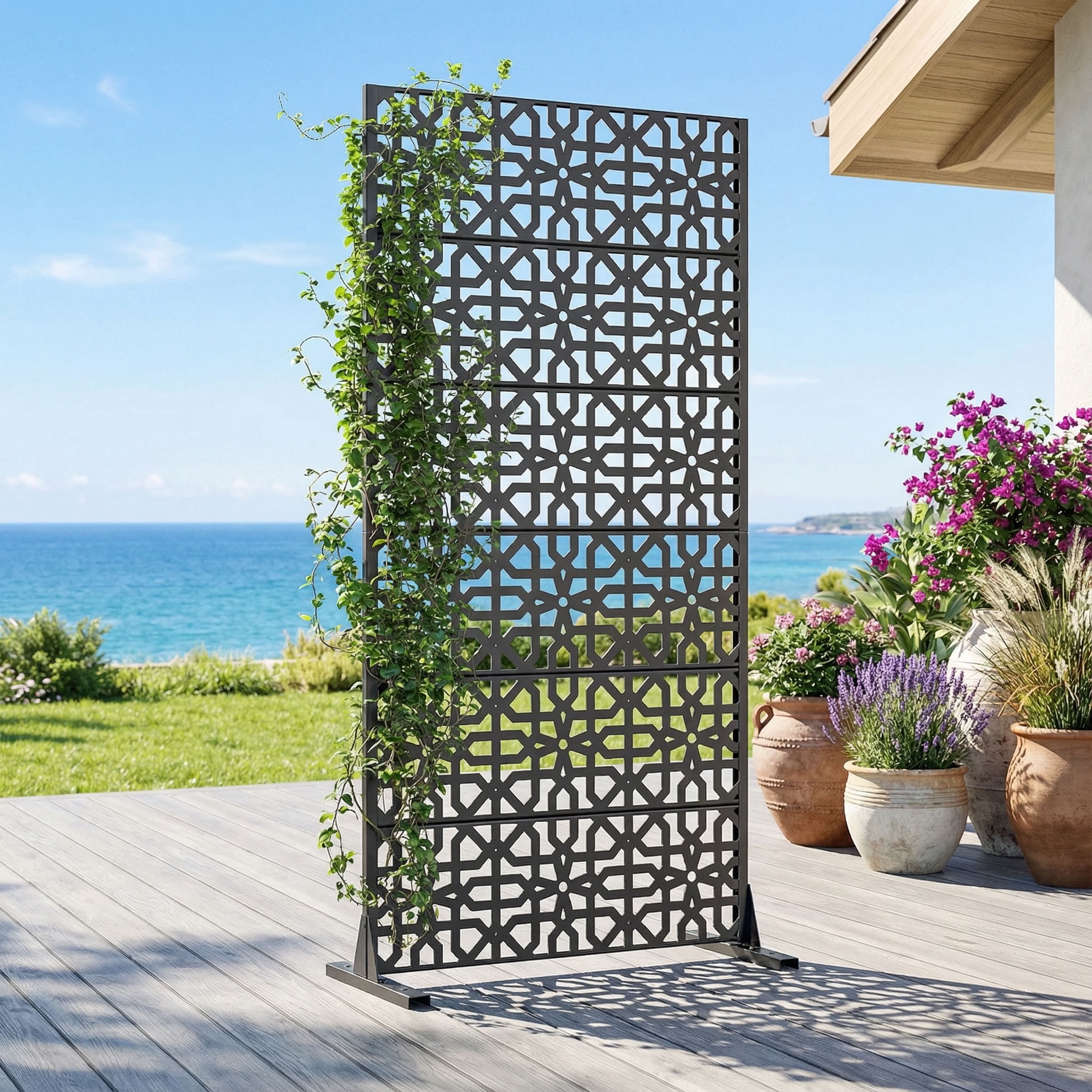 MAYEERTY 6 Panels Outdoor Privacy Screen, Metal Decorative Privacy Fence, Privacy Panel for Patio, Balcony, Backyard, Garden