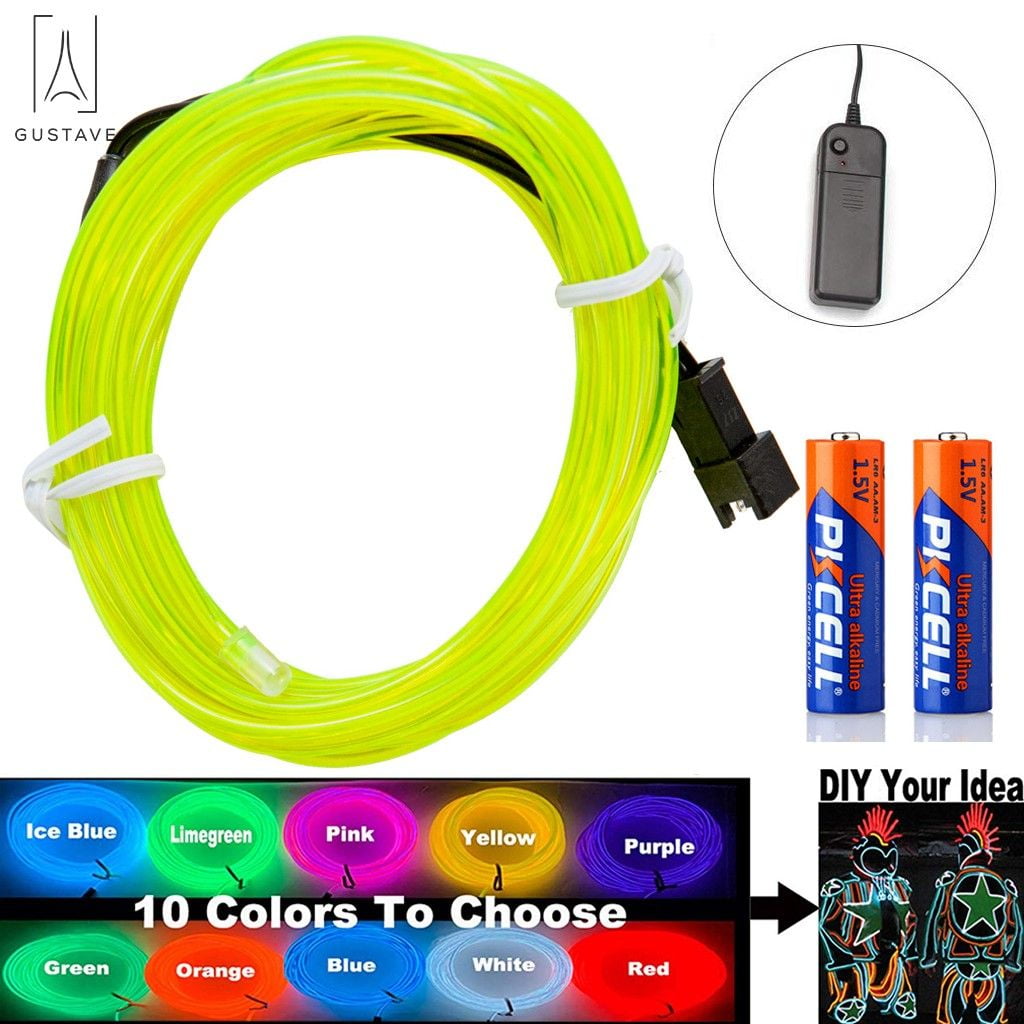 GustaveDesign 9.84ft LED EL Wire Neon Glow String Strip Light with