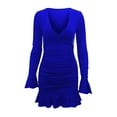 thumbnail image 3 of BangWanChi Summer Dresses for Women 2024 Long Dresses for Women Plus Size Dress Fashion Women Casual Dress V Neck Long Sleeve Hip Wrap Dress Long Dress, 3 of 8