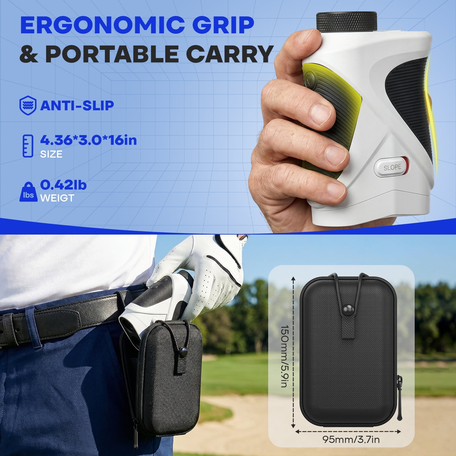 Golf Rangefinder with Slope, 1200 Yards Range Finder for Golf/Huntingm7X Magnification with Flag Pole Locking Vibration, Golf Gifts Pcs