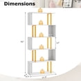 thumbnail image 3 of Gymax 2 PCS 5-Tier Geometric Bookcase 62-Inch S-Shaped Bookshelf w/ Metal Frame Gold, 3 of 10
