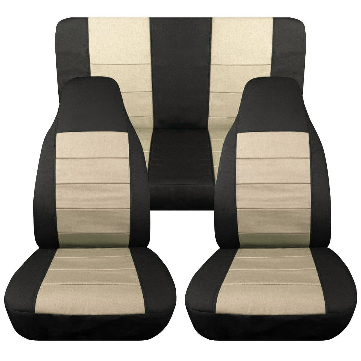 4PCS Universal Car Seat Covers Set Fit for Jeep Wrangler 1976-2018, Cloth Interior Automotive Protector Cushion Cover for Car Truck SUV Front and Rear Seat Cover Protector Set, Beige