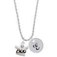 thumbnail image 1 of Delight Jewelry Silvertone BOO Ghost Silvertone Script Initial Disc - E - Charm Necklace, 20"+3", 1 of 4